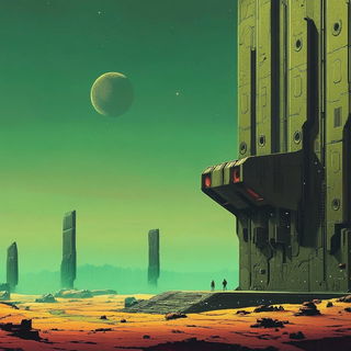 Alpenglyphic style, Midjourney V6.1: cinematic shot from sci-fi movie