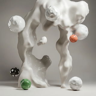 Planimetric Ruins style, Midjourney V6.1: abstract 3D render