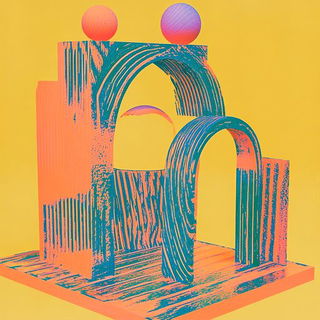 Crimson Gearshadow style, Midjourney V6.1: abstract 3D render