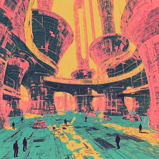 Crimson Gearshadow style, Midjourney V6.1: megacity with futuristic bioarchitecture