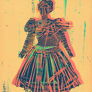 Crimson Gearshadow style, Midjourney V6.1: haute-couture fashion outfit