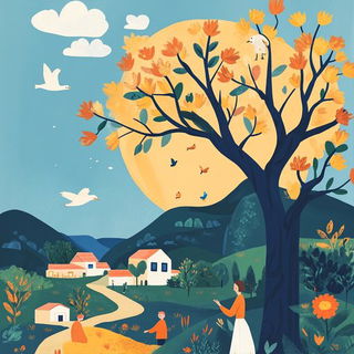 Bluehour Burrowism style, Midjourney V6.1: traditional folk art