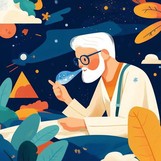 Bluehour Burrowism style, Midjourney V6.1: editorial illustration for popular scientific magazine cover
