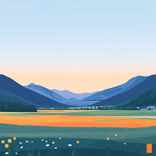 Bluehour Burrowism style, Midjourney V6.1: realistic landscape photograph of quiet dawn