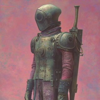 Botanopuppetry style, Midjourney V6.1: concept art character design of retropunk steam knight