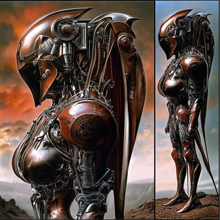 Gravemoon Washcraft style, Midjourney V6.1: concept art character design of retropunk steam knight