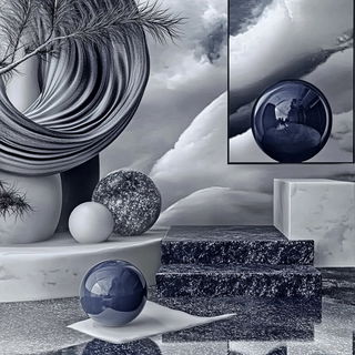 Mushroomblade style, Midjourney V6.1: abstract 3D render