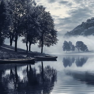 Mushroomblade style, Midjourney V6.1: realistic landscape photograph of quiet dawn