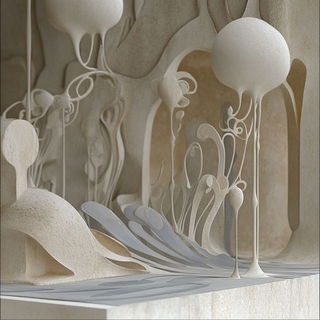 Aegis Maskwork style, Midjourney V6.1: abstract 3D render