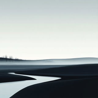 Comicturbulence style, Midjourney V6.1: realistic landscape photograph of quiet dawn