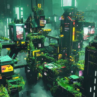 Coraloclastics style, Midjourney V6.1: megacity with futuristic bioarchitecture