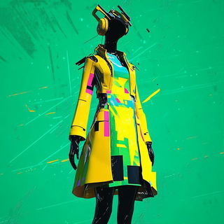 Coraloclastics style, Midjourney V6.1: haute-couture fashion outfit