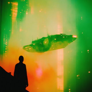 Inkfort Atlasism style, Midjourney V6.1: cinematic shot from sci-fi movie