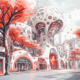 Canyon Cartilage style, Midjourney V6.1: megacity with futuristic bioarchitecture