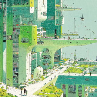 Celestial Flashcraft style, Midjourney V6.1: megacity with futuristic bioarchitecture