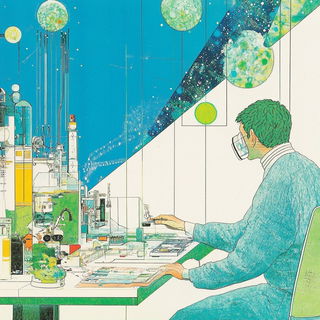 Celestial Flashcraft style, Midjourney V6.1: editorial illustration for popular scientific magazine cover