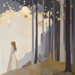 Azure Trellisism style, Midjourney V6.1: retro fairy-tale illustration