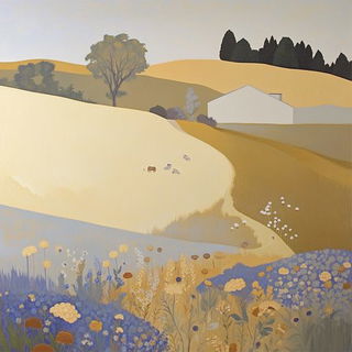Azure Trellisism style, Midjourney V6.1: traditional folk art