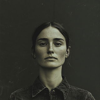 Opera Calcarea style, Midjourney V6.1: photographic portrait of female protagonist
