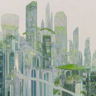 Glyphwild style, Midjourney V6.1: megacity with futuristic bioarchitecture