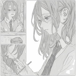 Glyphwild style, Midjourney V6.1: black-and-white manga comic strip