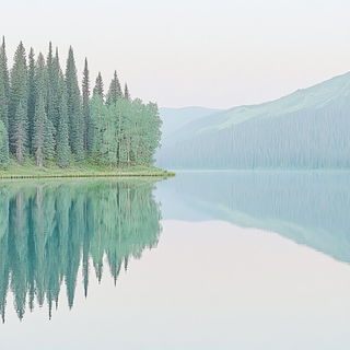 Glyphwild style, Midjourney V6.1: realistic landscape photograph of quiet dawn