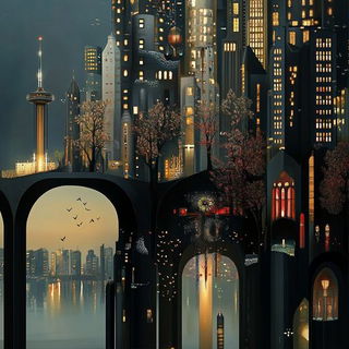 Scratchlight style, Midjourney V6.1: megacity with futuristic bioarchitecture