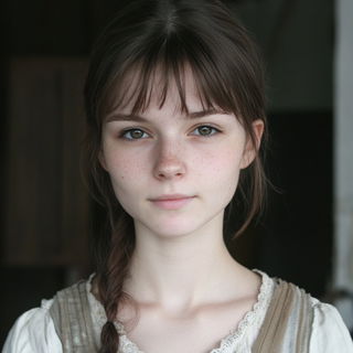 Ruinocel style, Midjourney V6.1: photographic portrait of female protagonist