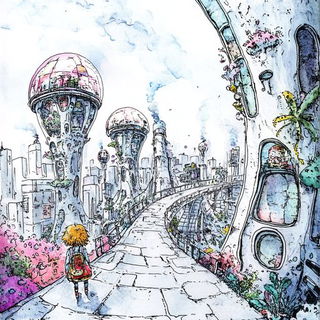 Coralgrim style, Midjourney V6.1: megacity with futuristic bioarchitecture
