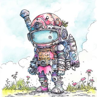 Coralgrim style, Midjourney V6.1: concept art character design of retropunk steam knight