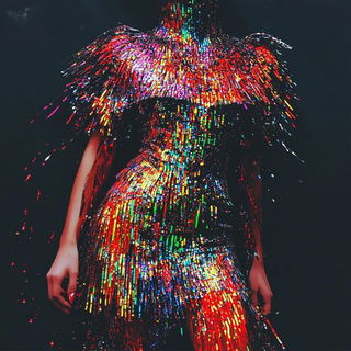 Collar of Melted Hours style, Midjourney V6.1: haute-couture fashion outfit
