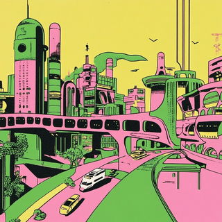 Fabrifolia style, Midjourney V6.1: megacity with futuristic bioarchitecture