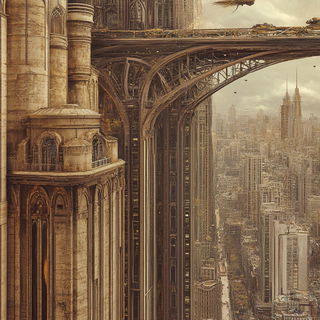 Puppet Dune Procession style, Midjourney V6.1: megacity with futuristic bioarchitecture