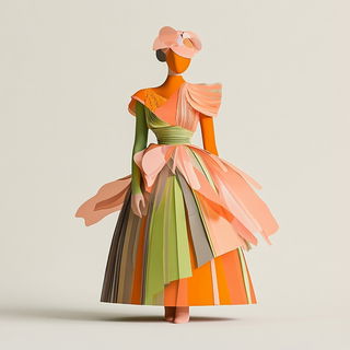 Illuminated Grove style, Midjourney V6.1: haute-couture fashion outfit