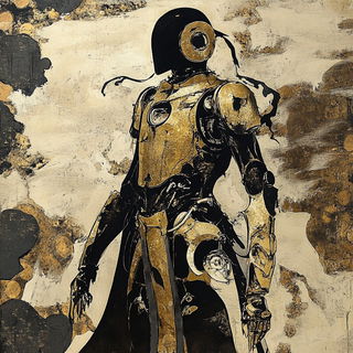 Solargloam style, Midjourney V6.1: concept art character design of retropunk steam knight