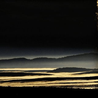 Solargloam style, Midjourney V6.1: realistic landscape photograph of quiet dawn