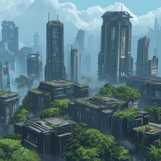 Chromasamba style, Midjourney V6.1: megacity with futuristic bioarchitecture