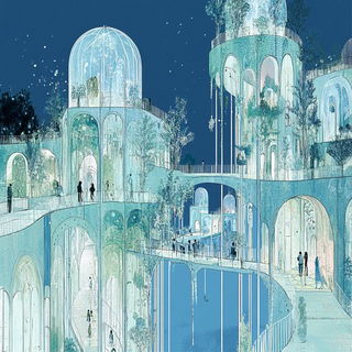 Dovetail Storylands style, Midjourney V6.1: megacity with futuristic bioarchitecture