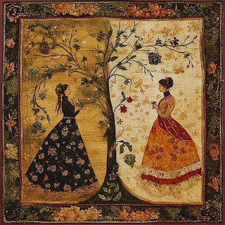 Crosstitch Noir style, Midjourney V6.1: traditional folk art