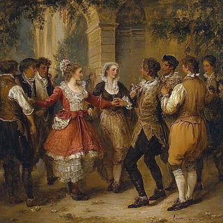 Crosstitch Noir style, Midjourney V6.1: classical 18th-century oil painting