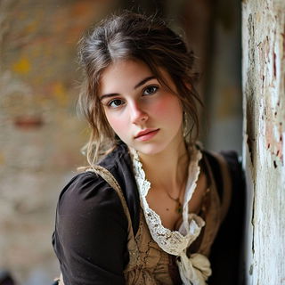 Crosstitch Noir style, Midjourney V6.1: photographic portrait of female protagonist