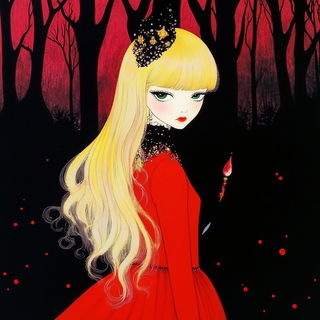 Navy Tessellash style, Midjourney V6.1: retro fairy-tale illustration