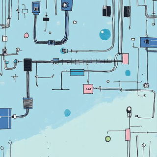 Pulpbeam Carnival style, Midjourney V6.1: technical infrastructure blueprint schematics
