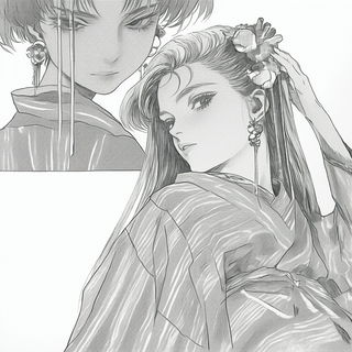 The Pink Meridian Society style, Midjourney V6.1: black-and-white manga comic strip