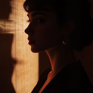 Galeprint style, Midjourney V6.1: photographic portrait of female protagonist