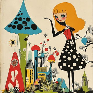 Ruincel style, Midjourney V6.1: retro fairy-tale illustration