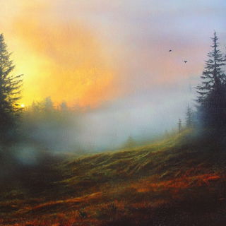 Botanical Flashgarden style, Midjourney V6.1: realistic landscape photograph of quiet dawn