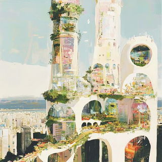Brasshalo style, Midjourney V6.1: megacity with futuristic bioarchitecture
