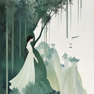 Pine Squall Register style, Midjourney V6.1: retro fairy-tale illustration