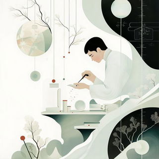 Pine Squall Register style, Midjourney V6.1: editorial illustration for popular scientific magazine cover